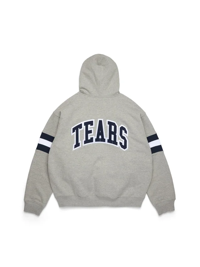 Sudadera con capucha y cremallera a rayas DT, gris