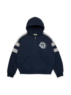 Sudadera con capucha y cremallera con paneles Denim U azul marino