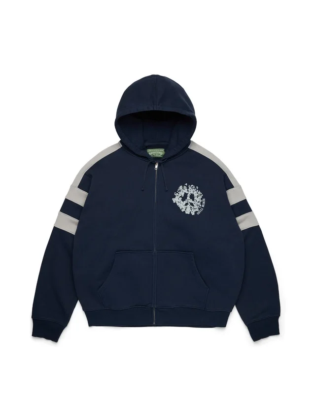 Sudadera con capucha y cremallera con paneles Denim U azul marino
