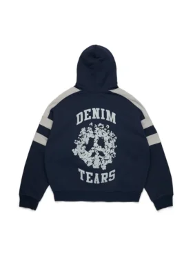 Sudadera con capucha y cremallera con paneles Denim U azul marino