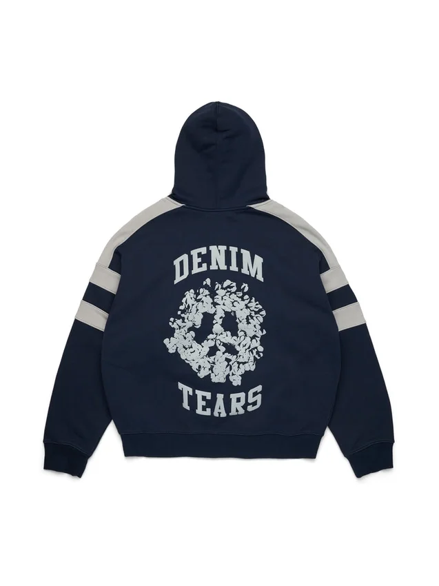 Sudadera con capucha y cremallera con paneles Denim U azul marino