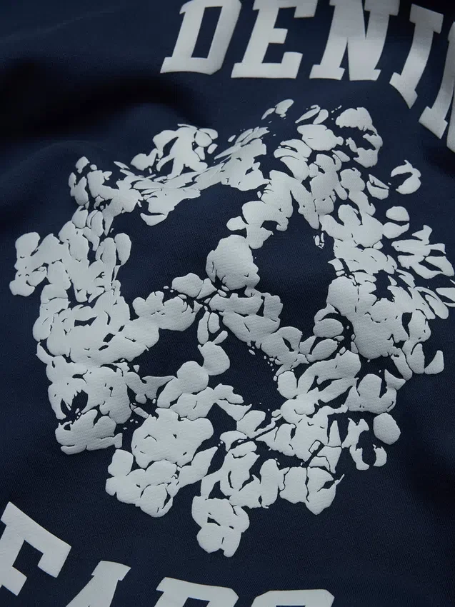 Sudadera con capucha y cremallera con paneles Denim U azul marino