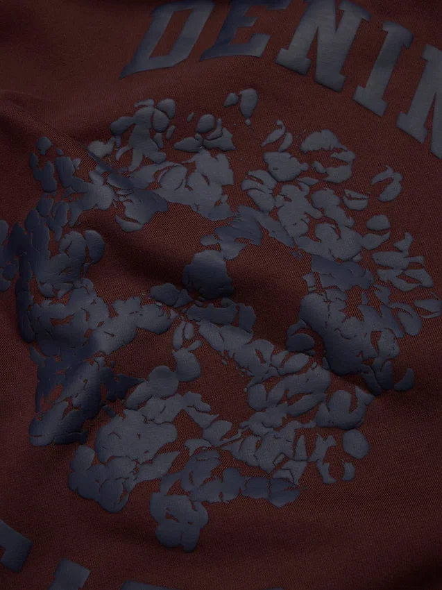 Sudadera con capucha y cremallera con paneles Denim U, marrón