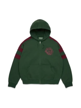 Sudadera con capucha y cremallera con paneles «Denim U», verde