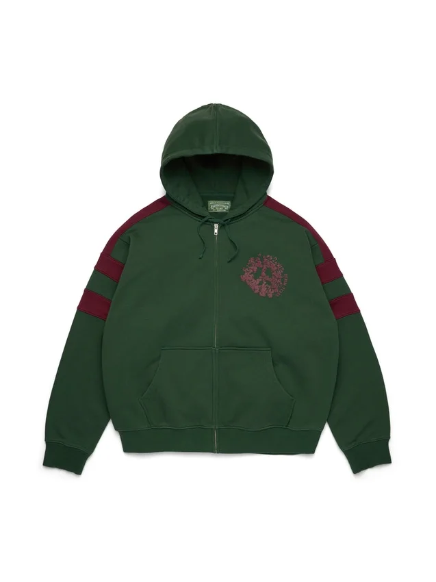 Sudadera con capucha y cremallera con paneles «Denim U», verde