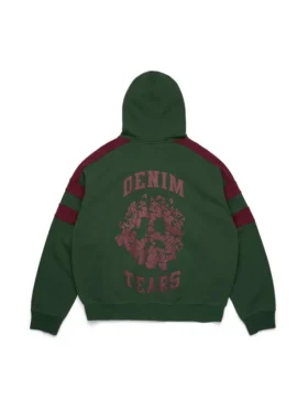 Sudadera con capucha y cremallera con paneles «Denim U», verde