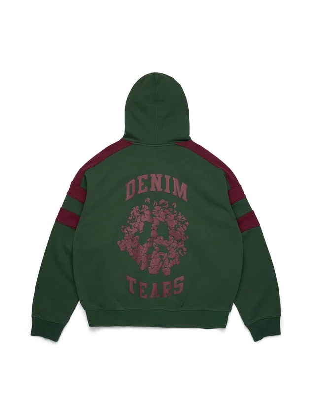 Sudadera con capucha y cremallera con paneles «Denim U», verde