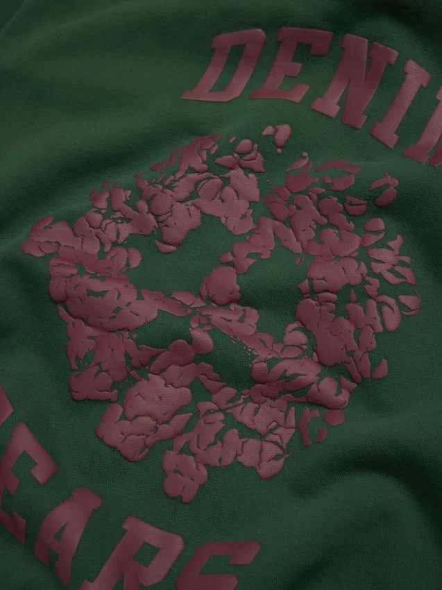 Sudadera con capucha y cremallera con paneles «Denim U», verde