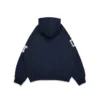Sudadera con capucha y cremallera con parches de chenilla DT, azul