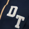 Sudadera con capucha y cremallera con parches de chenilla DT, azul