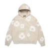 Sudadera con capucha y cremallera «Cotton Wreath» color crema