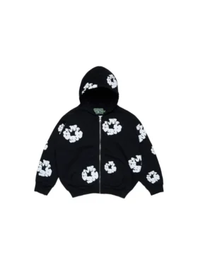 Sudadera con capucha y cremallera «Cotton Wreath Hoodie» para niños, color negro