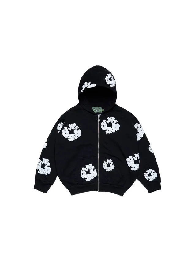 Sudadera con capucha y cremallera «Cotton Wreath Hoodie» para niños, color negro
