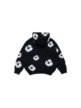 Sudadera con capucha y cremallera «Cotton Wreath Hoodie» para niños, color negro
