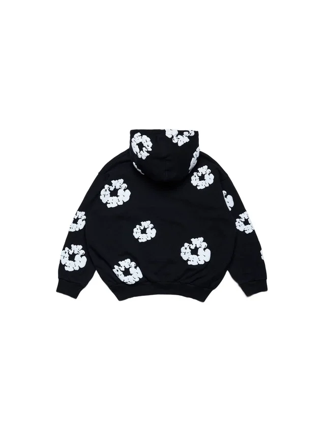 Sudadera con capucha y cremallera «Cotton Wreath Hoodie» para niños, color negro