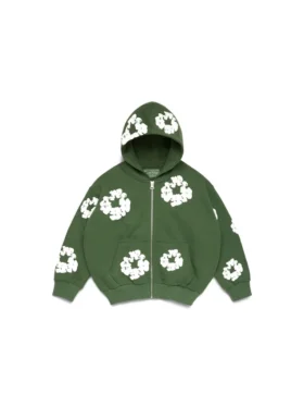 Sudadera con capucha y cremallera «Cotton Wreath» para niños, verde