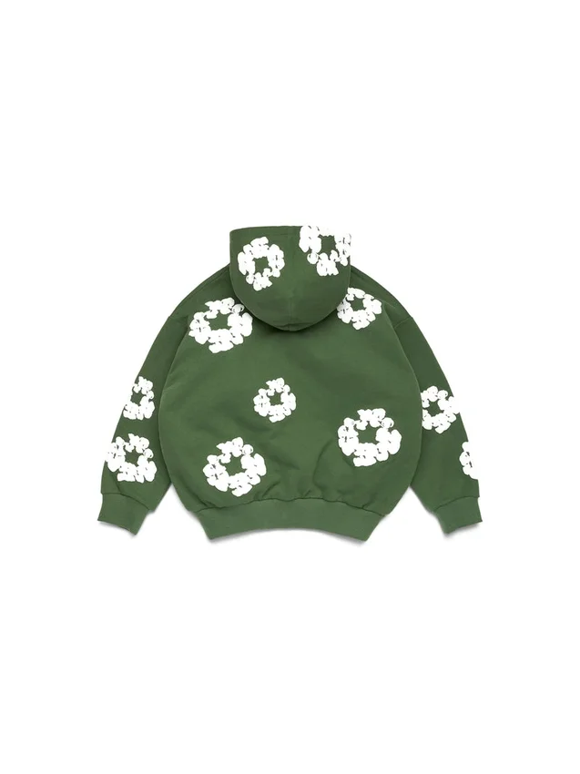 Sudadera con capucha y cremallera «Cotton Wreath» para niños, verde