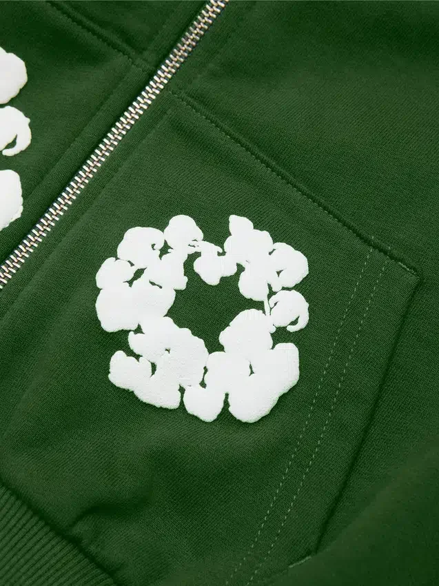 Sudadera con capucha y cremallera «Cotton Wreath» para niños, verde
