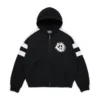 Sudadera con capucha y cremallera Denim U con paneles, negra