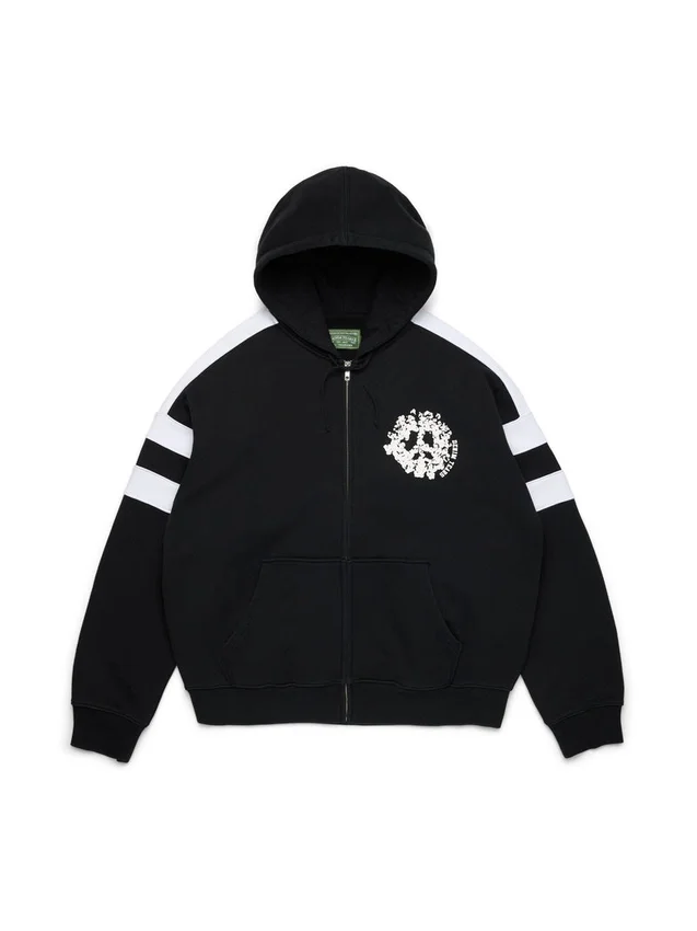 Sudadera con capucha y cremallera Denim U con paneles, negra