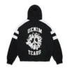 Sudadera con capucha y cremallera Denim U con paneles, negra