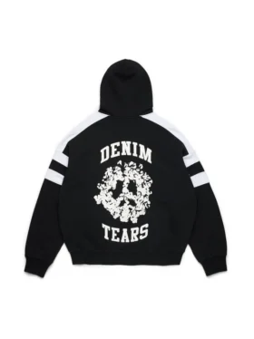 Sudadera con capucha y cremallera Denim U con paneles, negra