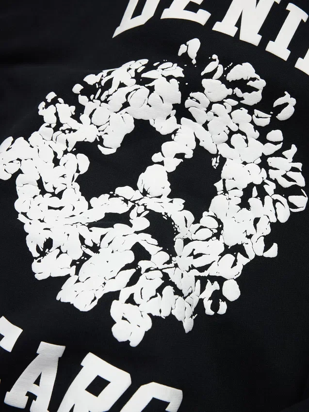 Sudadera con capucha y cremallera Denim U con paneles, negra