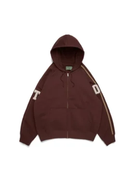Sudadera con capucha y cremallera «DT Chenille Patch», marrón