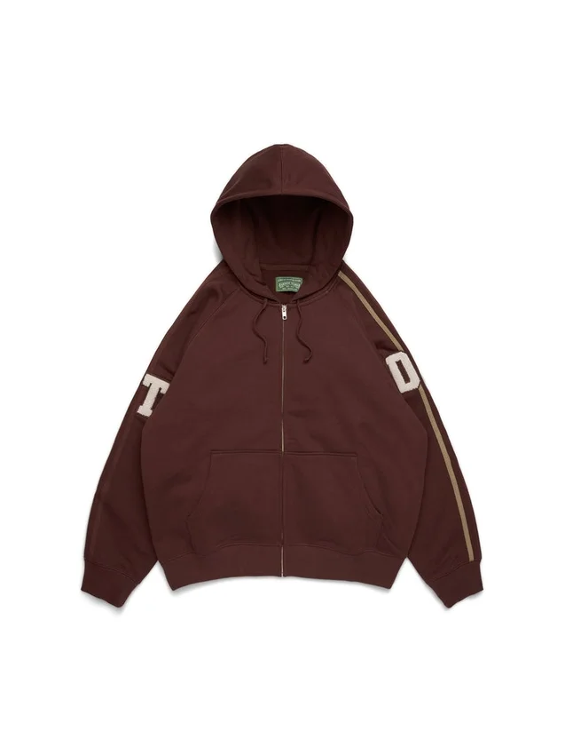 Sudadera con capucha y cremallera «DT Chenille Patch», marrón