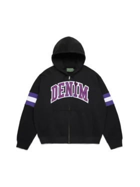 Sudadera con capucha y cremallera DT Stripe, negra