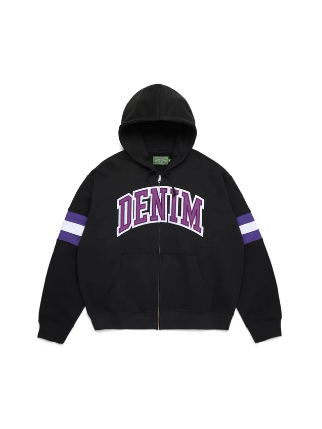 Sudadera con capucha y cremallera DT Stripe, negra