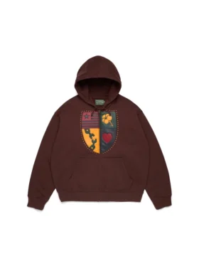 Sudadera con capucha y cremallera «Libertas Crest», marrón desgastado