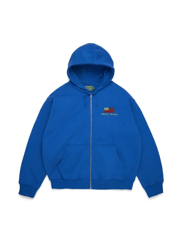 Sudadera con capucha y cremallera «Pan African» azul
