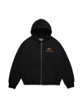 Sudadera con capucha y cremallera «Pan African», negra