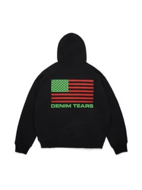 Sudadera con capucha y cremallera «Pan African», negra