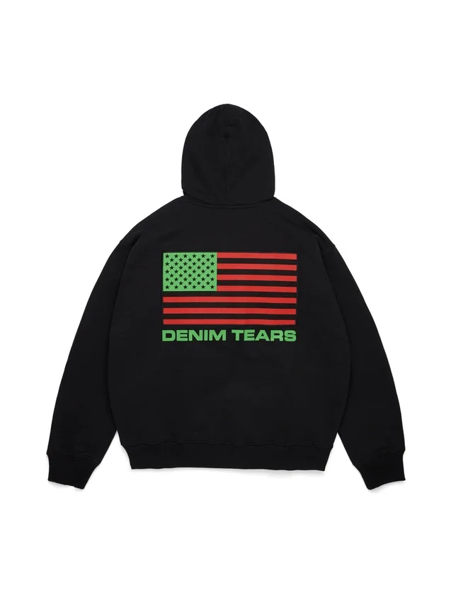 Sudadera con capucha y cremallera «Pan African», negra