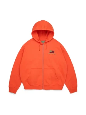 Sudadera con capucha y cremallera panafricana naranja