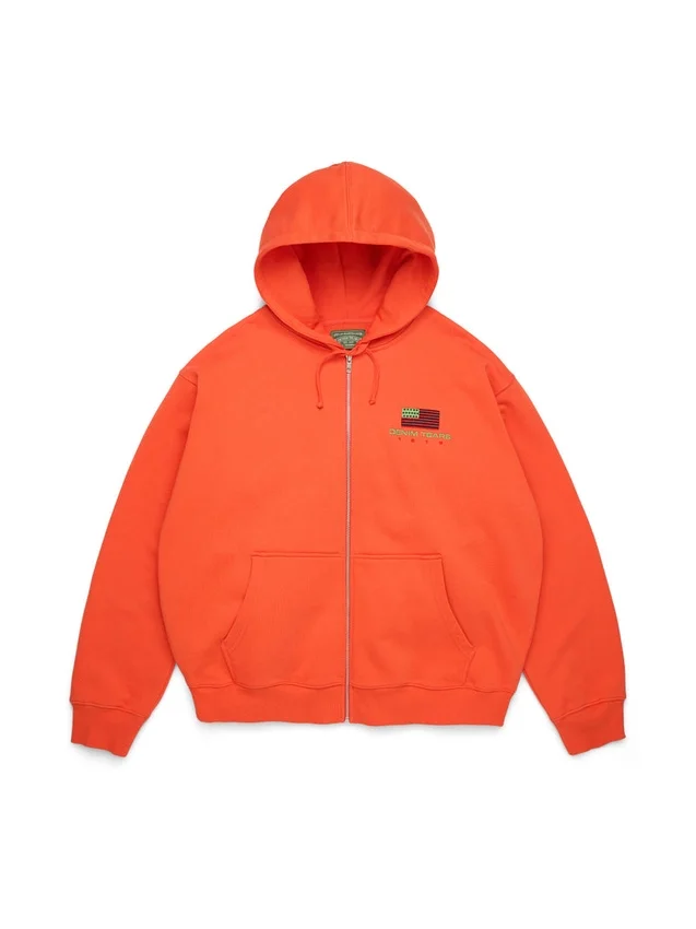 Sudadera con capucha y cremallera panafricana naranja