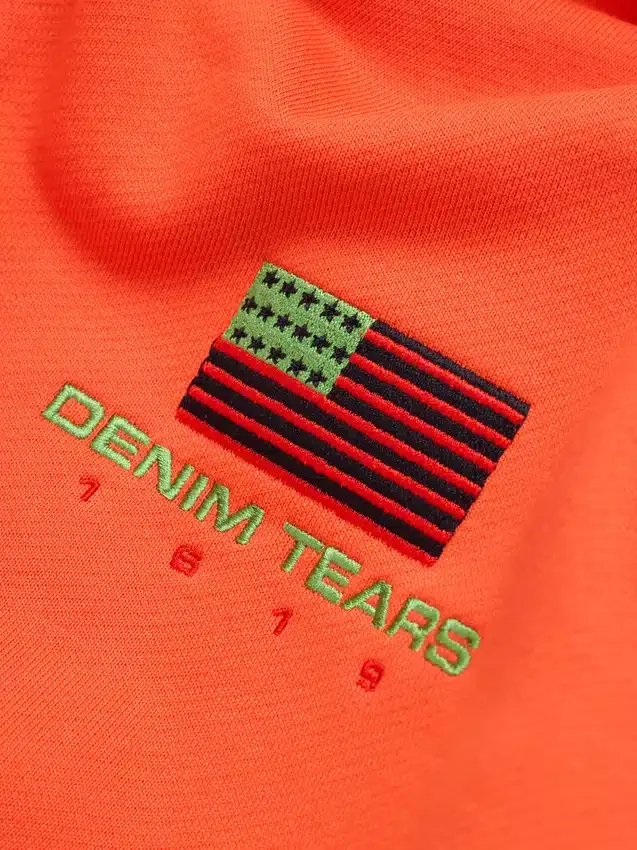 Sudadera con capucha y cremallera panafricana naranja