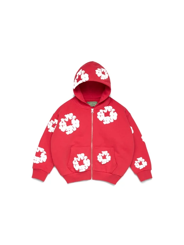 Sudadera con capucha y cremallera para niños «Cotton Wreath Hoodie», color rojo