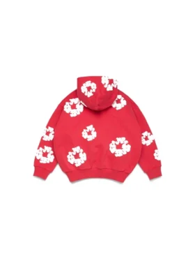 Sudadera con capucha y cremallera para niños «Cotton Wreath Hoodie», color rojo