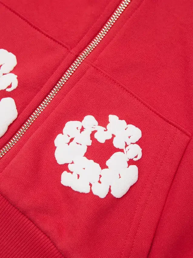 Sudadera con capucha y cremallera para niños «Cotton Wreath Hoodie», color rojo