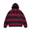 Sudadera con capucha y cremallera «Striped Crest», roja/azul marino