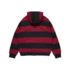 Sudadera con capucha y cremallera «Striped Crest», roja/azul marino